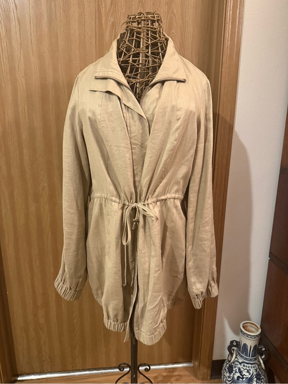 INC International Concepts Light Beige Drawstring Utility Jacket